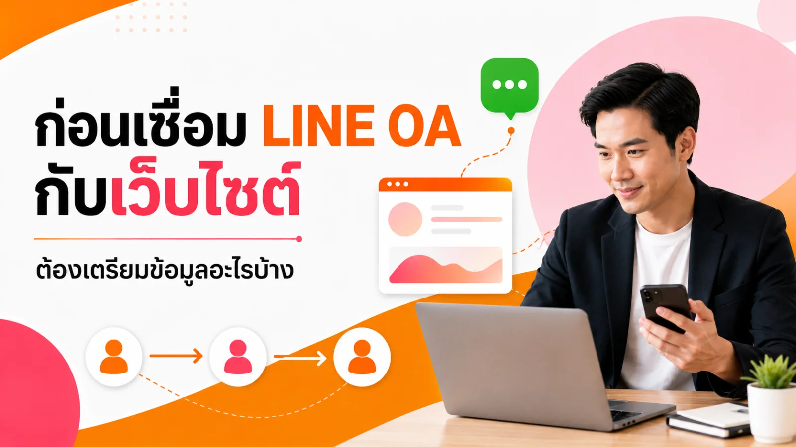 เจ้าของธุรกิจตรวจข้อมูลเว็บไซต์และเส้นทางการพูดคุยกับลูกค้าผ่าน LINE OA